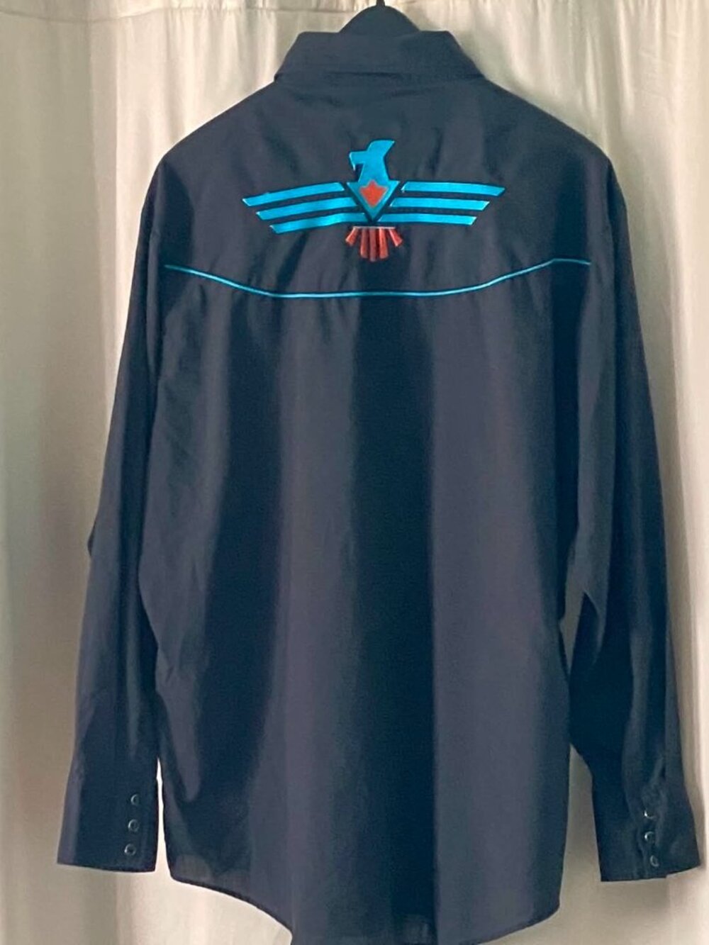 Ely Diamond Western Snap Shirt XL Black Embroidered Southwestern Cowboy